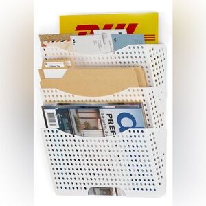 Wallniture Dots Lisbon Metal Wall File Holder Organizer and Storage, 3-Tier